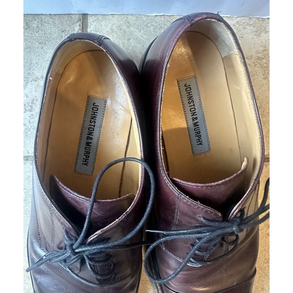 JOHNSTON & MURPHY MENS BROWN ALL LEATHER CAP TOE DRESS SHOE, SIZE‎ 10.5M - Picture 6 of 12